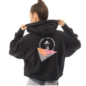ADIDAS X PELOTON Women's Black Cropped Hoodie